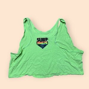 Vintage Ocean Pacific Belly Tank Top 1990s Lime Green Orange Surfer Vtg 90s